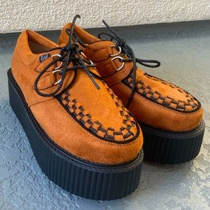 ORANGE FELT CREEPERS CHUNKY PLATFORM BRAND NEW